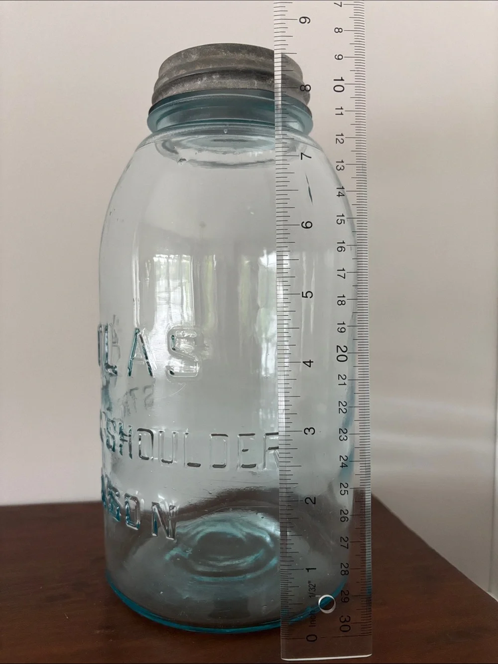 Strong Shoulder Mason Jar - Aqua Glass